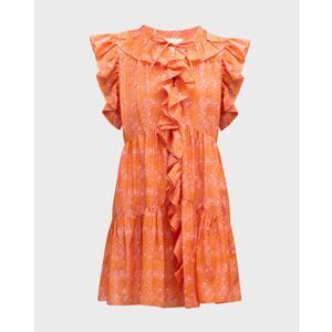 Cinq à Sept Letitia Summer Waves Orange Pink Silk Blend Babydoll Mini Dress 8